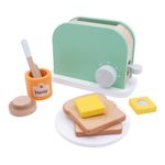 Kids Wooden Toy Play Kitchen Accessories: Chef Pretend Play Food Set and Cookware Accessory for Boys, Girls and Toddlers. (Toaster Set)