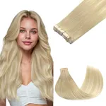 GOO GOO Tape in Hair Extensions Human Hair, 18ET90A Natural Blonde Balayage, 24inch 100g 40pcs, Thick Ends Straight Seamless Tape in, Invisible Tape in Hair Extensions Human Hair