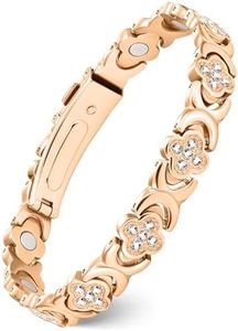 Feraco Pure Copper Bracelets for Women, Ultra Strength Magnetic Bracelet with 3800 Gauss Magnets & Sparkling Zirconia, Adjustable, Infinite Colver Jewelry (Rose Gold)