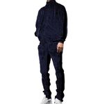 KISSQIQI Velour Tracksuit Mens 2 Piece Velvet Zipper Jacket Drawtsring Waistband Sweatpants Sweatsuits Set Casual Outfits, Navy+black, Large