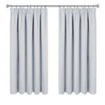 PONY DANCE White Pencil Pleat Curtains for Bedroom - Thermal Room Darkening Noise Reducing Curtains for Nursery Energy Saving Drapes for Study, Set of 2 Panels, W66 X L54, Greyish White