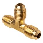 JUWO 3/8" Male Flare Brass Tube Fitting for Propane, LP and Natural Gas, Tee (1-Pack)