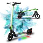 WEELMOTION Green 6.5"Electric Scooter for kids, 150W motor with front Led lights and colorful lights on the pad, foldable scooter for kids with LED display, lightweight kick scooter range up to 8 kms