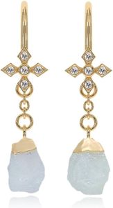 Moonstone Earrings for Women Raw Stone Dangle Drop Shape - 18K Gold Vermeil, Certified 925 Sterling Silver Earring - Hypoallergenic Gold Jewelry for Women, Mothers Day Gifts, Birthday Gifts for Women