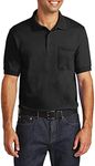 JustBlanks Mens Cotton Golf Polo Shirts for Men Short Sleeves Mens Polo Shirts with Pocket Core Blend Jersey Knit - Jet Black - 3XL