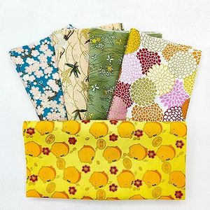 ACCOCO 5PCS Cotton Craft Fabric Bundle Squares Patchwork, 20" x 20"Inch (50x50cm) Colorful Japanese Style Cotton Wrapping Cloth Squares Quilting Sewing Patchwork Fabric,DIY Scrapbooking Artcraft