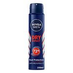 NIVEA MEN Dry Impact 72H Anti-Perspirant Deodorant Spray (250ml, Pack of 6), Men's Deodorant with 72H Odour Protection, Daily Use Anti-Perspirant for Men
