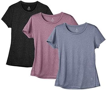 icyzone Workout Running Tshirts for Women - Fitness Athletic Yoga Tops Exercise Gym Shirts (Pack of 3) (Black/Navy/Rose Wine, XS)