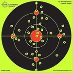 Splatterburst Targets - 12 inch Multi-Bullseye Reactive Shooting Target - Shots Burst Bright Fluorescent Yellow Upon Impact - Gun - Rifle - Pistol - Airsoft - BB Gun - Pellet Gun - Air Rifle (25 Pack)