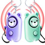 Personal Alarm for Women Kids and Elders Safe Sound, 130dB Siren Emergency Self-Defense Security Alarm Keychain Loudly with LED Light (Emerald+Violet)