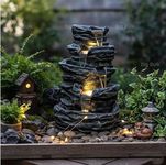 Big Bulk 5 Steps 5 Layer Big Stone Look Fiber Fountain for Home Decor (Stone Pahad)
