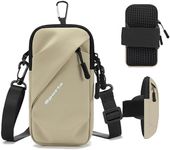 Cell Phone Armbands Running Phone Holder Armband, Phone Holder for Walking, Shoulder Holster Phone Purse Crossbody Bag Phone Pouch (Khaki)