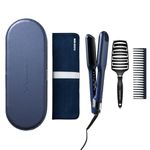 CLOUD NINE Contouring Wide Iron Blue | Wide Plate Hair Straighteners for Women | 2-in-1 Hair Straightener and Curler | Professional Ceramic Hair Straightener | Revive Mode