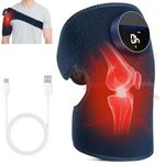 Hoakya Knee Massager, Cordless Heated Knee Support, Rechargeable Heating Massager Wrap with Vibration for Knee Shoulder Elbow Pain Relief, Knee Brace Support for Arthritis/Joint Stiff/Muscle Strain