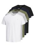 JACK & JONES Mens Jorvester JXJ 5 Pack T-Shirt Multi XXL