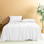 eBeddy Linens 800 Thread Count Hypoallergenic Soft 4-Pieces Bed Sheet Set | Single Ply - Sateen Weave Natural Cotton | Expanded/Olympic Queen Size Fits Upto 18'' Deep Pocket White Solid