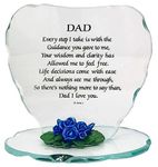 Glass Heart Plaque Ornaments with Sayings - Special Dad Ornament Plaque Unique Gift for Father | Father's Day | Anniversary | Birthday | Christmas | Dad | Daddy | Papa