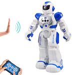 HUSAN Kids Remote Control Robot, Intelligent Dancing Robot With Infrared Controller Toys,Programmable,Singing, Moonwalking and LED Eyes,Gesture Sensing Robot Kit For Childrens Entertainment (Blue)