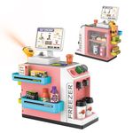 Cash Register Playset for Kids-46PCS with Scanner, Play Food and Money, Mini Supermarket Grocery Play Store Pretend Cashier, Coffee Machine, Pretend Play Toy Gift for Toddlers Boys Girls Ages 3 4 5 6