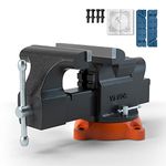 VEVOR Bench Vise, 6-inch Jaw Width 5.9-inch Jaw Opening, 360-Degree Swivel Locking Base Multipurpose Vise with Anvil, Heavy Duty Ductile Iron Workbench Vise with Bolts & Nuts, for Drilling, Pipe Cutti