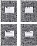 Oxford Spiral Composition Notebooks, 4 Pack, Wide Ruled Paper, 9-3/4 x 7-1/2 Inches, 80 Sheets, Black Marble Cover (64950)