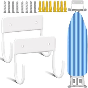 RIUOTA 2 Pack Ironing Board Wall Mount Ironing Board Hanger Wall Mount for Laundry Rooms,White