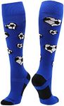 MadSportsStuff Love Soccer Hearts Socks Over the Calf (Royal/White, Medium)