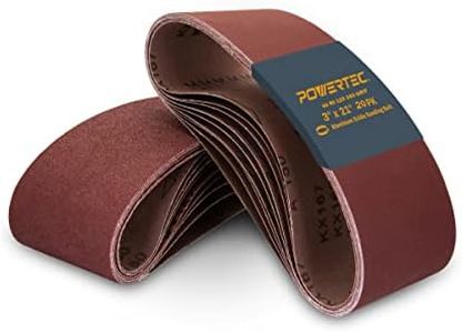 POWERTEC 20PK 3 x 21-Inch Sanding Belts, 5 Each of 40/80/120/240 Grits, Aluminum Oxide Belt Sander Sanding Belt Assortment for Portable Belt Sander, Wood & Paint Sanding, Metal Polishing (11043-2)