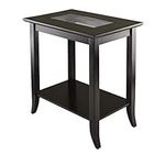 Winsome Wood Genoa Rectangular End Table with Glass Top and Shelf