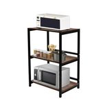 Urban Decor 3-Layer Microwave Stand, OTG Stand, Microwave Oven Rack, Kitchen Storage Shelf | Brown & Black Pipe, Engineered Wood, 3 Tiered Shelf |