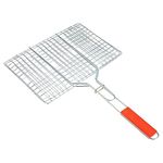 REPLEX BBQ Fish Grill Barbeque Net Basket BBQ Clip Folder Grill Charcoal Grilled Rack with Wooden Handle Roast Grilling Single Fish Meat Basket BBQ Tool