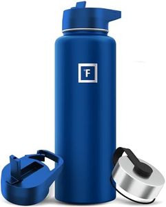 IRON °FLASK Sports Water Bottle - Wide Mouth with 3 Straw Lids - Stainless Steel Gym & Outdoor Bottles for Men, Women & Kids - Double Walled, Insulated Thermos, Metal Canteen - Cobalt, 40 Oz