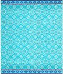 COTTON CRAFT Oversized Extra Wide XL Beach Blanket Towel for Two 58 x 68-100% Cotton Velour - Big & Huge - Pool Picnic Bath Jacquard Thick Plush Super Soft Luxury - 450 GSM - Summer Trellis Pool Blue