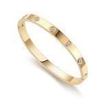 RIMRIVA Gold Bracelets for Women 14K Gold Plated Friendship Love Bangle Bracelets Cubic Zirconia Stainless Steel Bracelet Jewelry Christmas Valentines Birthday Gifts for Women, 7.5", Stainless Steel,