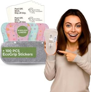 2-in-1 Wingless Reusable Panty Liners with Camel Concealer Toe (Small, 7 Pack) - Stay-Put Adhesive Strips – 100% Breathable Organic Cotton & High-Temp Washable Cloth - Secure All-Day Fit - Made in EU