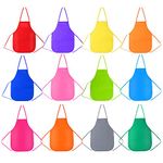 Pllieay 12 Pieces 12 Colour Kid's Artists Fabric Aprons for Kitchen, Classroom, Community Event, Crafts and Art Painting Activity, aged 3-7 years