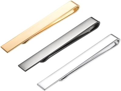 Asienice Skinny Tie Clips Set For Men Unique Stainless Steel Gifts Gold Black Silver Jewelry For Wedding Business Dinner Party, Luxurious, Metal, No Gemstone