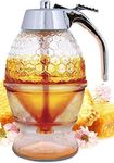 divinezon Honey Dispenser - Maple Syrup Dispenser Glass - Beautiful Comb Shaped Honey Pot, 10 X 8 X 15 CM, Transparent