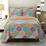 Dahlia King/Cal king Size, Over-Sized Quilt 3pc set, Luxury Microfiber Printed Coverlet by sheetsnthings