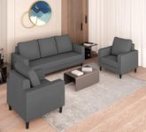 Adorn India Wood Chandler Decent 3+1+1 5- to 6-Person Sofa Sofa Set (Grey)