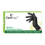 Careway Nitrile Black Powder Free Disposable Medical Examination Hand Gloves, Chemical Resistant, Latex-Free, Non-Sterile, Food Grade (Medium, 100 Pack), Pack of 1