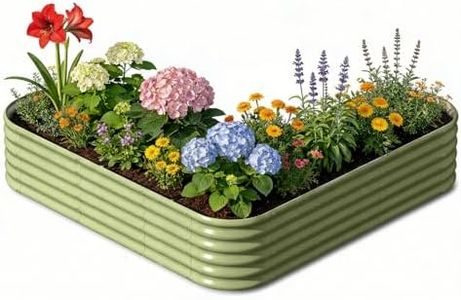 Annoell L-Shaped Metal Raised Garden Bed 7x7x1.5 ft, 18" Tall Galvanized Steel Corner Raised Garden Bed for Vegetables & Flowers, Modular Outdoor Raised Planter Box for Backyard Patio – Moss Green