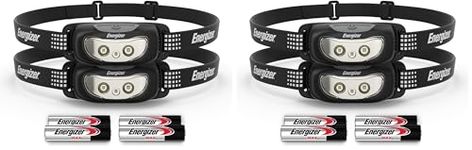 Energizer Universal+ LED Headlamp, Lightweight Bright Headlamp for Outdoors, Camping and Emergency Light for Adults and Kids, Includes Batteries, Pack of 4