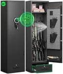 kavey 4-6 Fingerprint Gun Safe, Gun Safes for Home Rifles and Pistols, Quick Access Gun Cabinet for Rifles and Shotguns with Backlit Backlit Keypad, Rifle Safe with Drawer and 3 Gun Racks