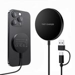 Magnetic Wireless Charger Compatible with Mag-Safe Charger, 15W Fast Charging Wireless Charger Pad for iPhone 16 15 14 Pro/Pro Max/Plus, 13 12 Pro/Pro Max/Mini (Black-Matte)