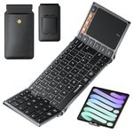 ProtoArc XK01 TP Portable Foldable Keyboard with Touchpad, Full Size Keys, Folding Bluetooth Travel Keyboard with Trackpad for iPad Laptop PC Tablets - Black Gray