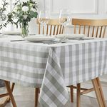 maxmill Checkered Square Tablecloth Waterproof Spillproof Wrinkle Resistant Heavy Weight Soft Gingham Table Cloth for Picnic Dinner and Party, 60 x 60 Inch Gray and White