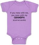 Cute Rascals Custom Baby Bodysuit You Mess with Me Grandpa Grandfather Boy & Girl Clothes, Lavender Design Only, 6 Months