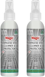 2 x Magic Stainless Steel Cleaner & Protector Removes and Resists Fingerprints, Cleans & Polishes with Streek Free Formula 200mL