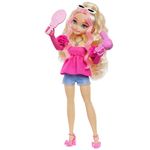 Barbie Dream Besties Doll and Accessories, Barbie “Malibu” Posable Fashion Doll with Wavy Blonde Hair, 11 Makeup and Hair Themed Pieces